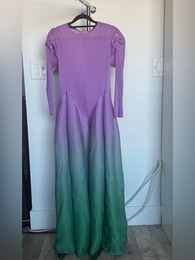Lavender to Emerald Ombre Madame Briolette Pleated Dress